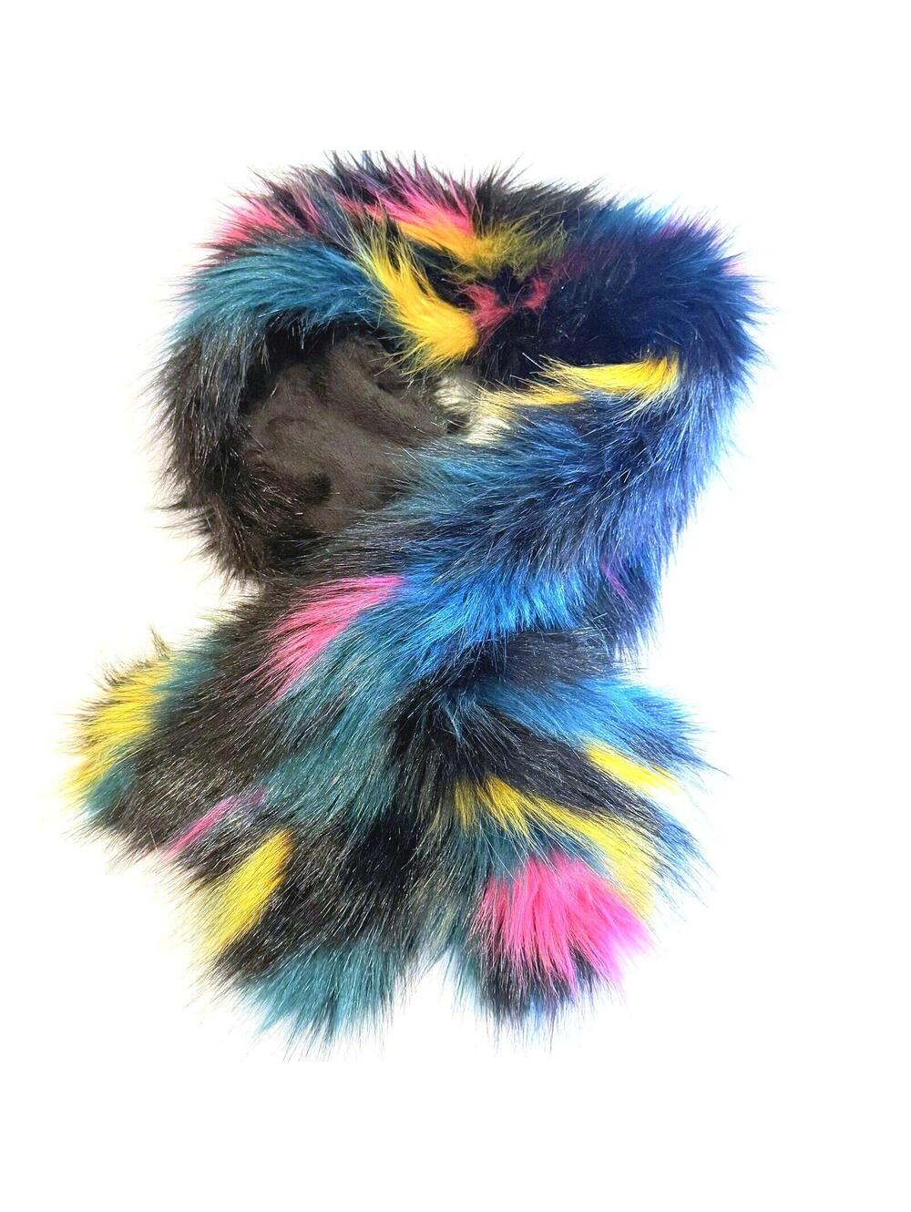 Neon Faux Fur Pull-Through Scarf